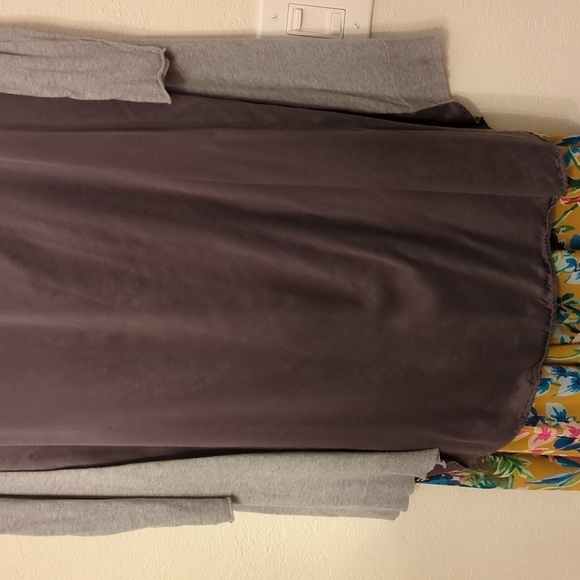 Blanc Noir long lineinimalist Grey Cardigan Topper back cotton silk panel Sz L - Picture 7 of 10